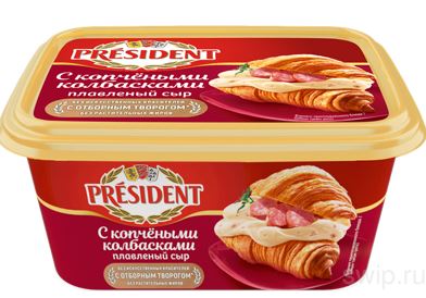 Сыр плавленый Президент С копч колбасками 45% 400г пл/ван БЗМЖ