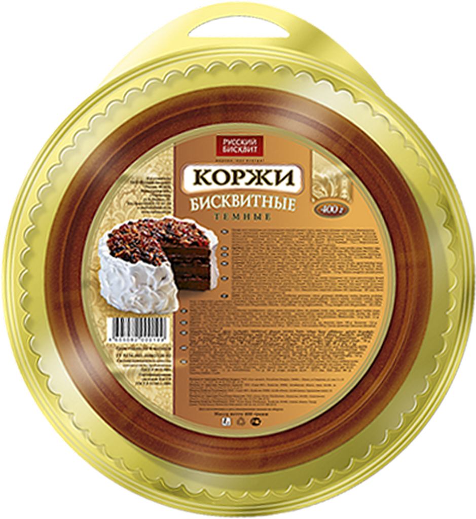 Коржи д/торта Темные Бисквитные 400гр коррек Русский Бисквит