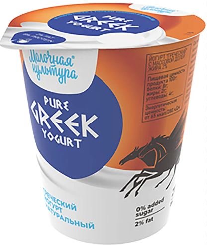 Йогурт греческий Молочная Культура натуральн 2% 260г ст БЗМЖ
