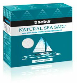 Соль морская мелкая йодированная 500гр Сетра