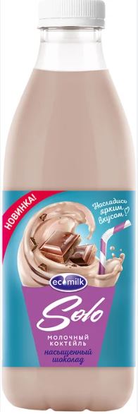 Молочный коктейль Экомилк Шоколадный 2% 930мл пэт БЗМЖ