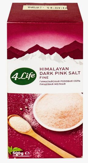 Соль розовая Гималайская мелкая 500гр карт.уп 4Лайф