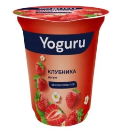 Йогурт YOGURU клубника 1.5% 310г стакан Минский МЗ БЗМЖ