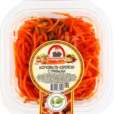 Морковь по-корейски с грибами 200г пл/бан Илья Муромец