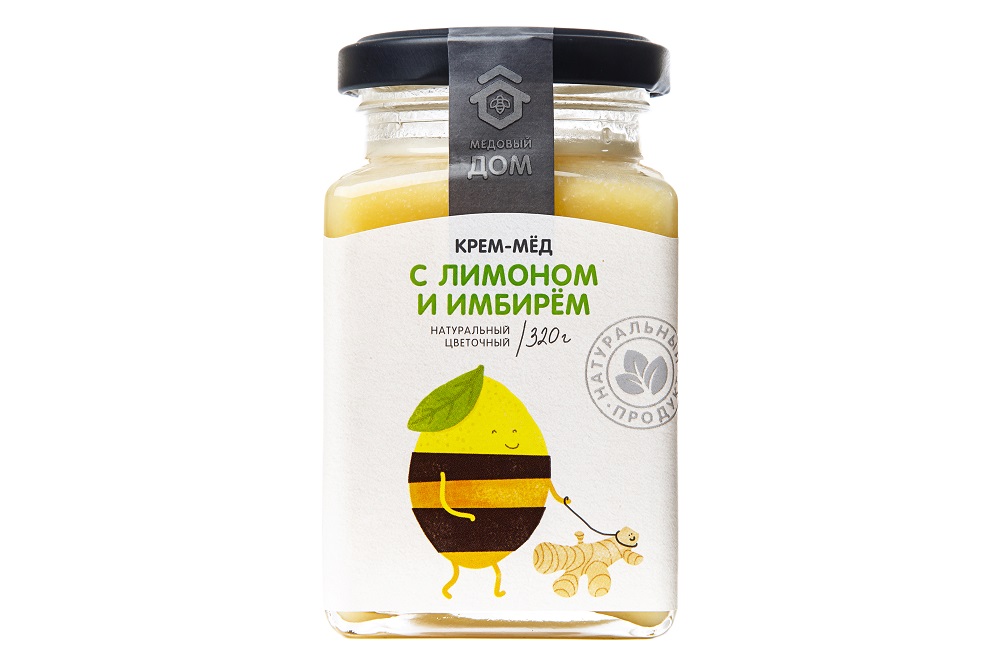 Крем-мед натур цветочный лимон/имбирь 320г ст Медовый дом