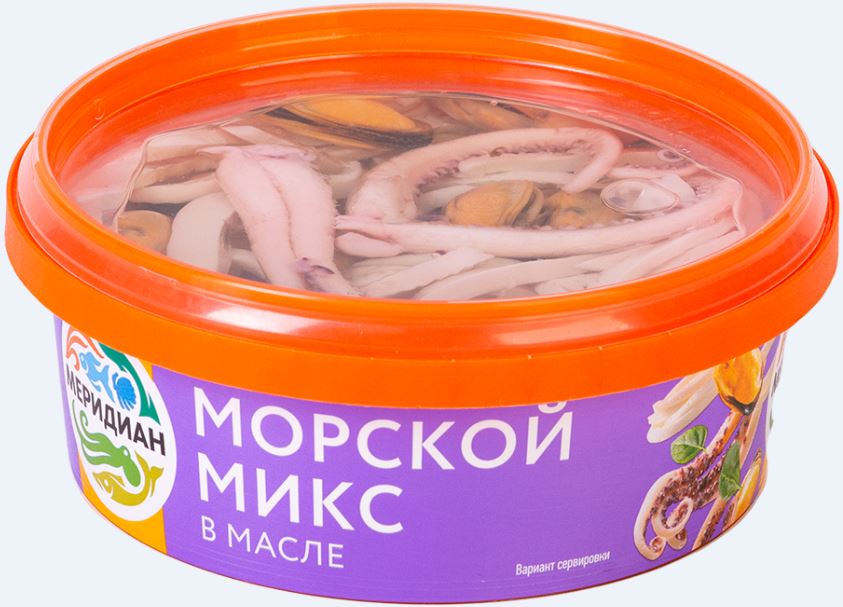 Морской микс в масле 270г круг/банка Меридиан