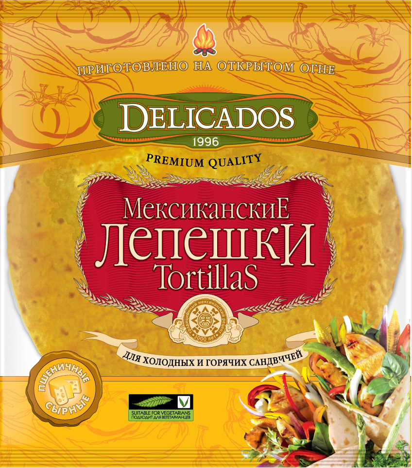 Лепешки Мексиканские Тортилья сырные в/с 400гр пак.Деликадос