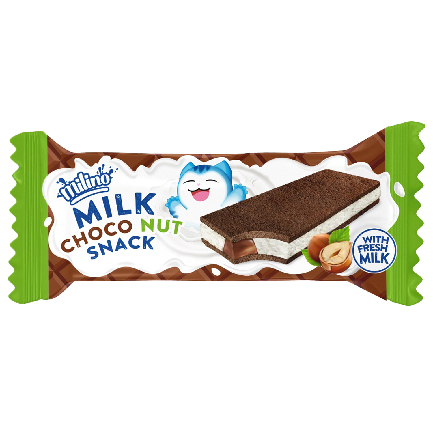 Пирожное Милино глазир бисквит молоко/орех-шоколад 29гр фл/п