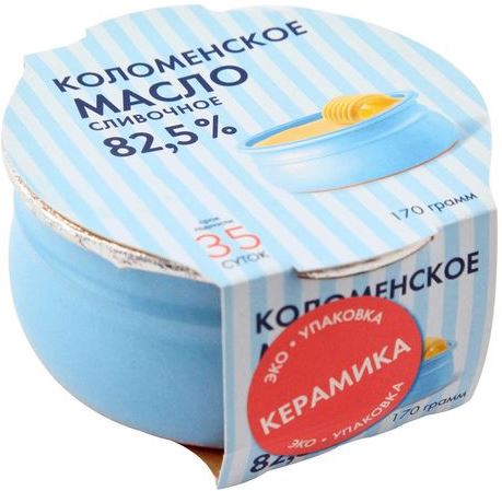 Масло сливочное Коломенское 82.5% 170гр керамика БЗМЖ