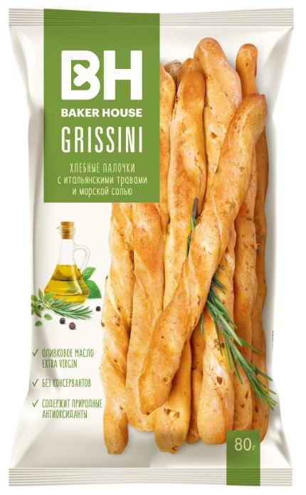 Палочки хлебные Бейкер Хаус Гриссини итальян травы 80гр кор